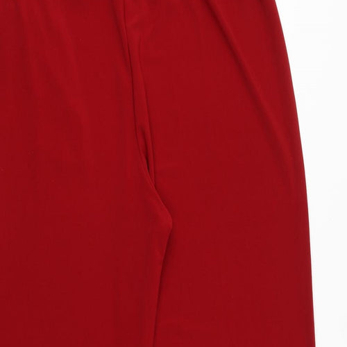 Saloos Womens Red Polyester Trousers Size L Regular Buckle - Tie Front