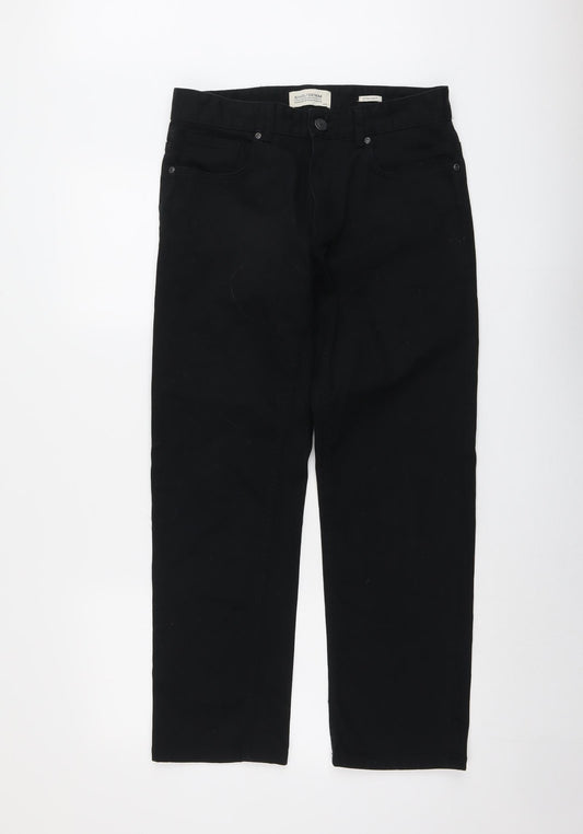 Acw85 Mens Black Cotton Straight Jeans Size 30 in L29 in Regular Button