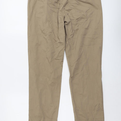 Armani Exchange Womens Beige Cotton Chino Trousers Size 8 L31 in Regular Button