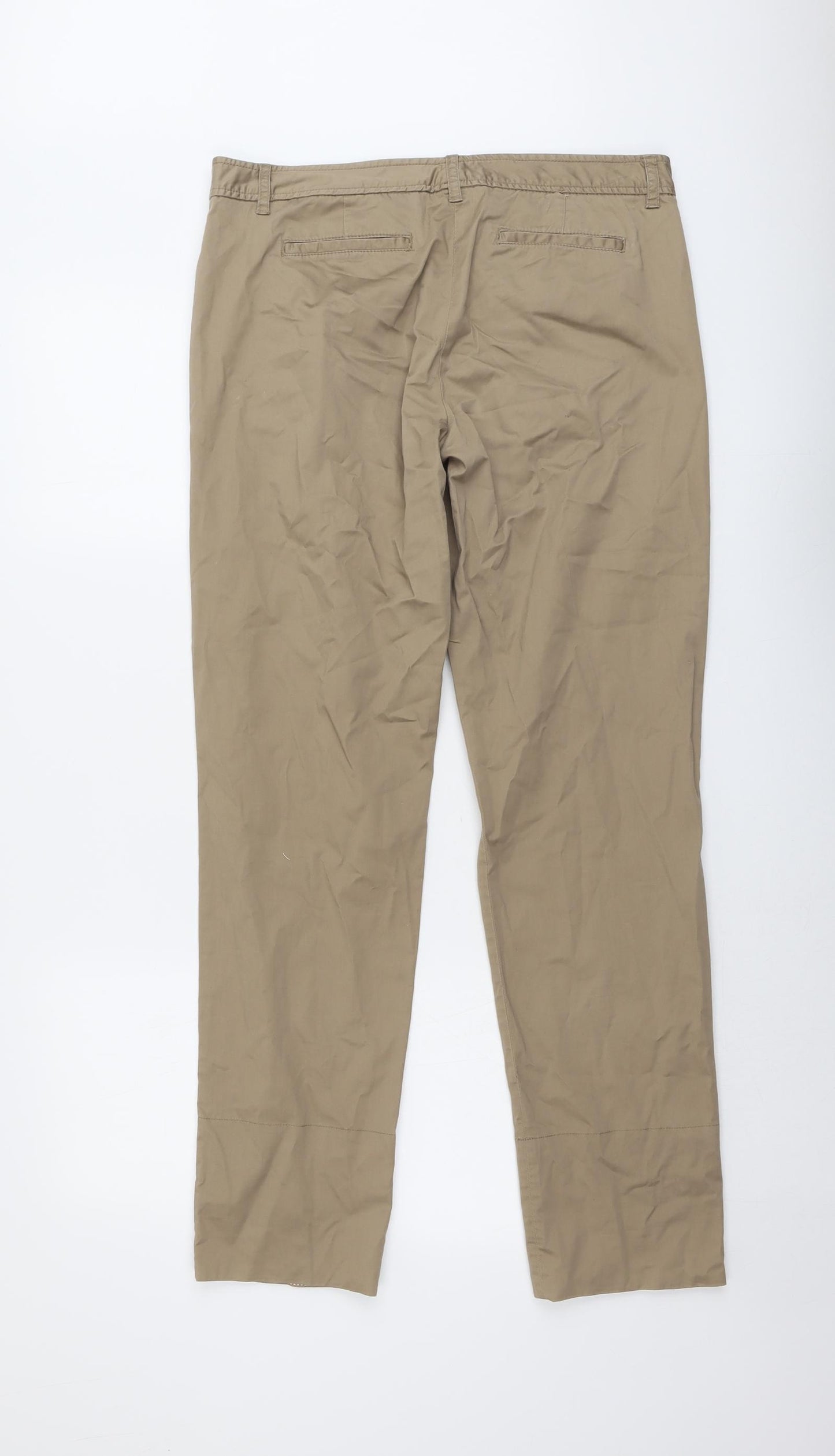 Armani Exchange Womens Beige Cotton Chino Trousers Size 8 L31 in Regular Button