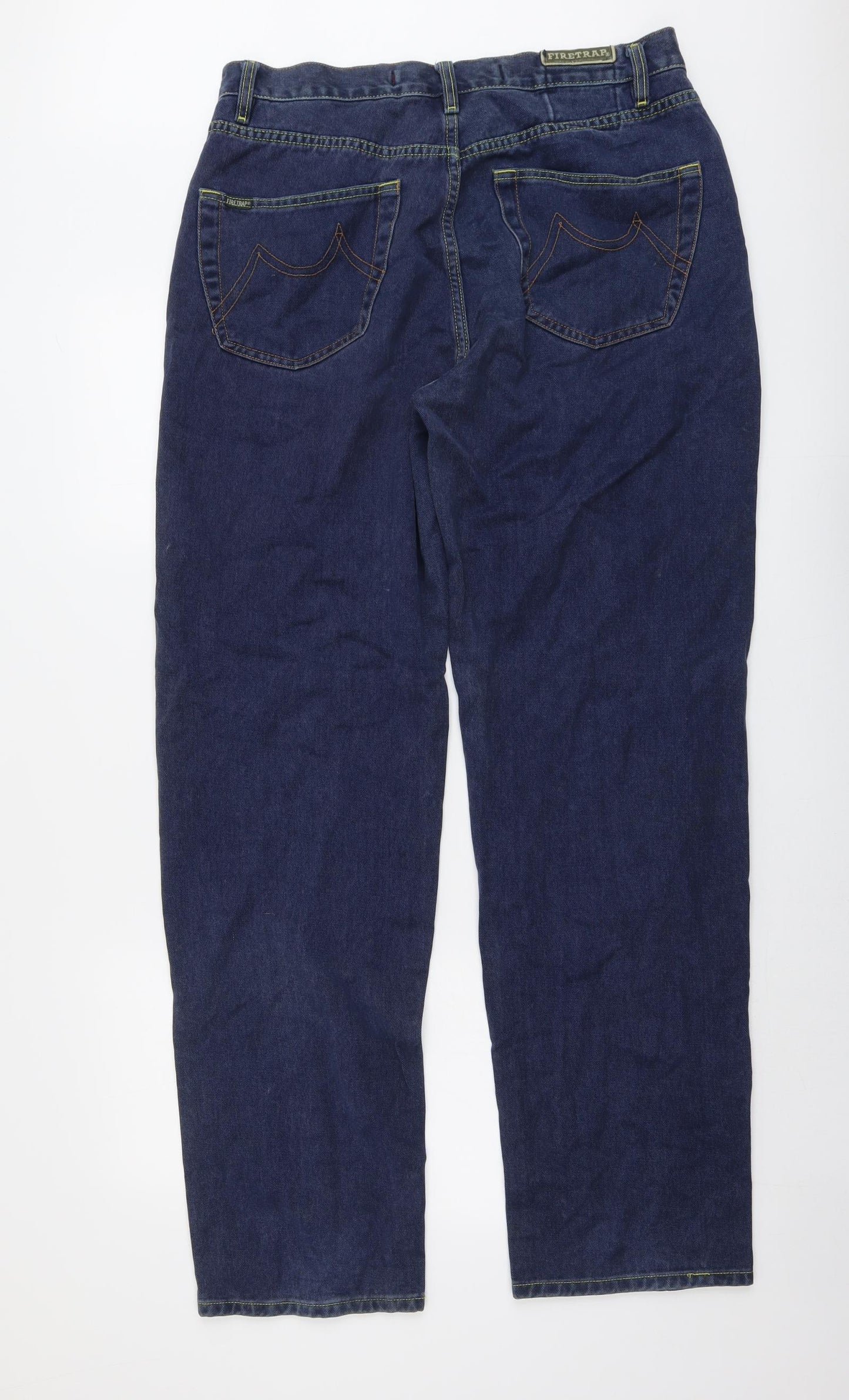 Firetrap Mens Blue Cotton Straight Jeans Size 34 in L34 in Regular Button