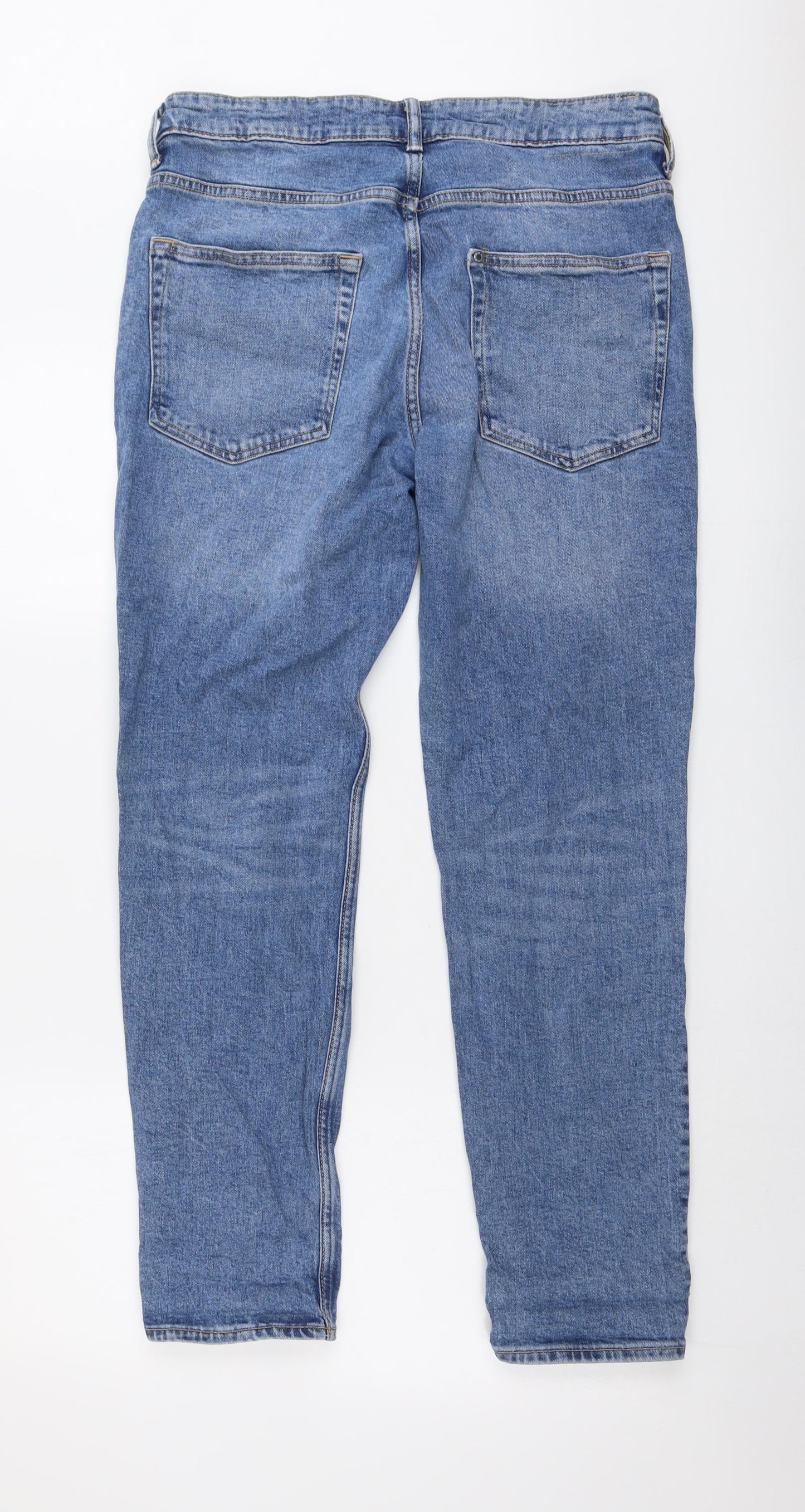 H&M Mens Blue Cotton Skinny Jeans Size 34 in L32 in Regular Button