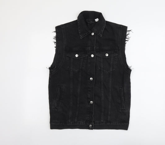 H&M Mens Black Gilet Jacket Size XS Button