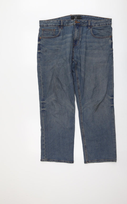 NEXT Mens Blue Cotton Straight Jeans Size 36 in L29 in Regular Button - Loose Fit