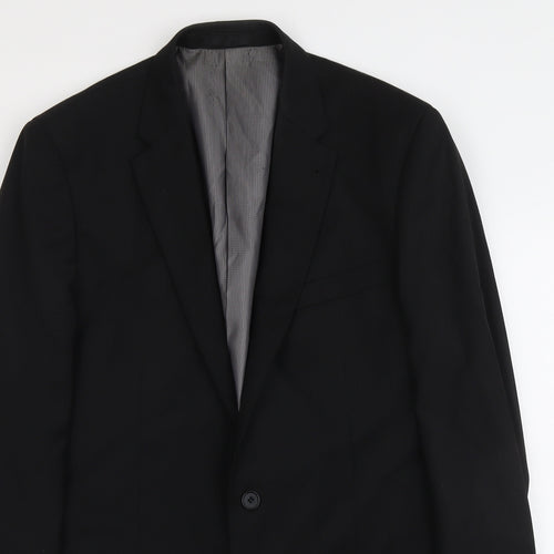 Greenwoods Mens Black Polyester Jacket Suit Jacket Size 42 Regular