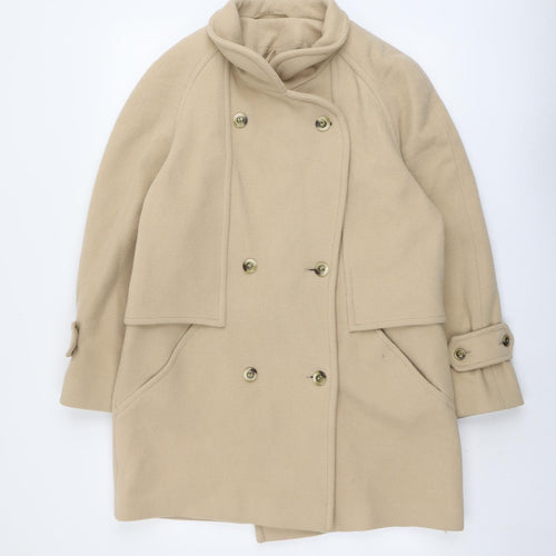 Classics Womens Beige Pea Coat Coat Size 12 Button