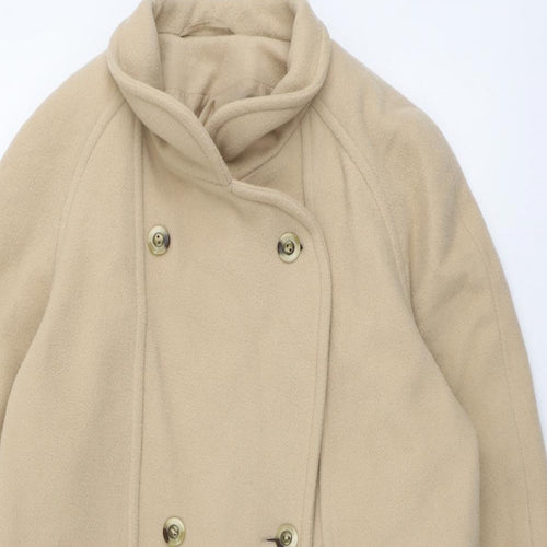 Classics Womens Beige Pea Coat Coat Size 12 Button