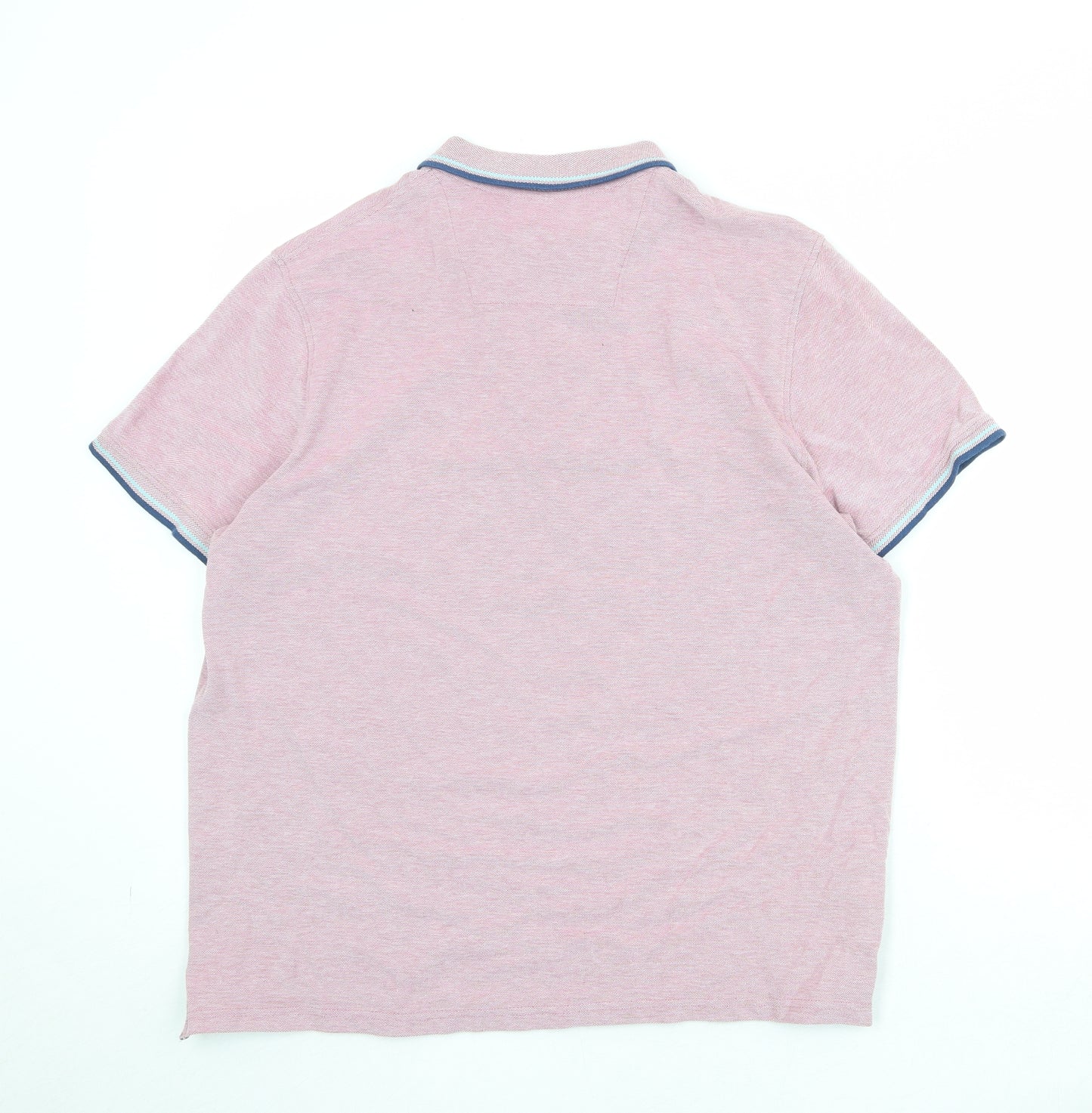 Maine Mens Pink Polyester Polo Size L Collared Button