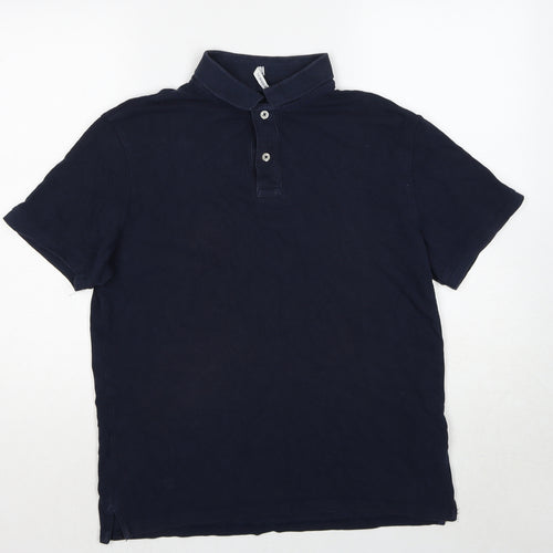 C&A Mens Blue Cotton Polo Size M Collared Pullover