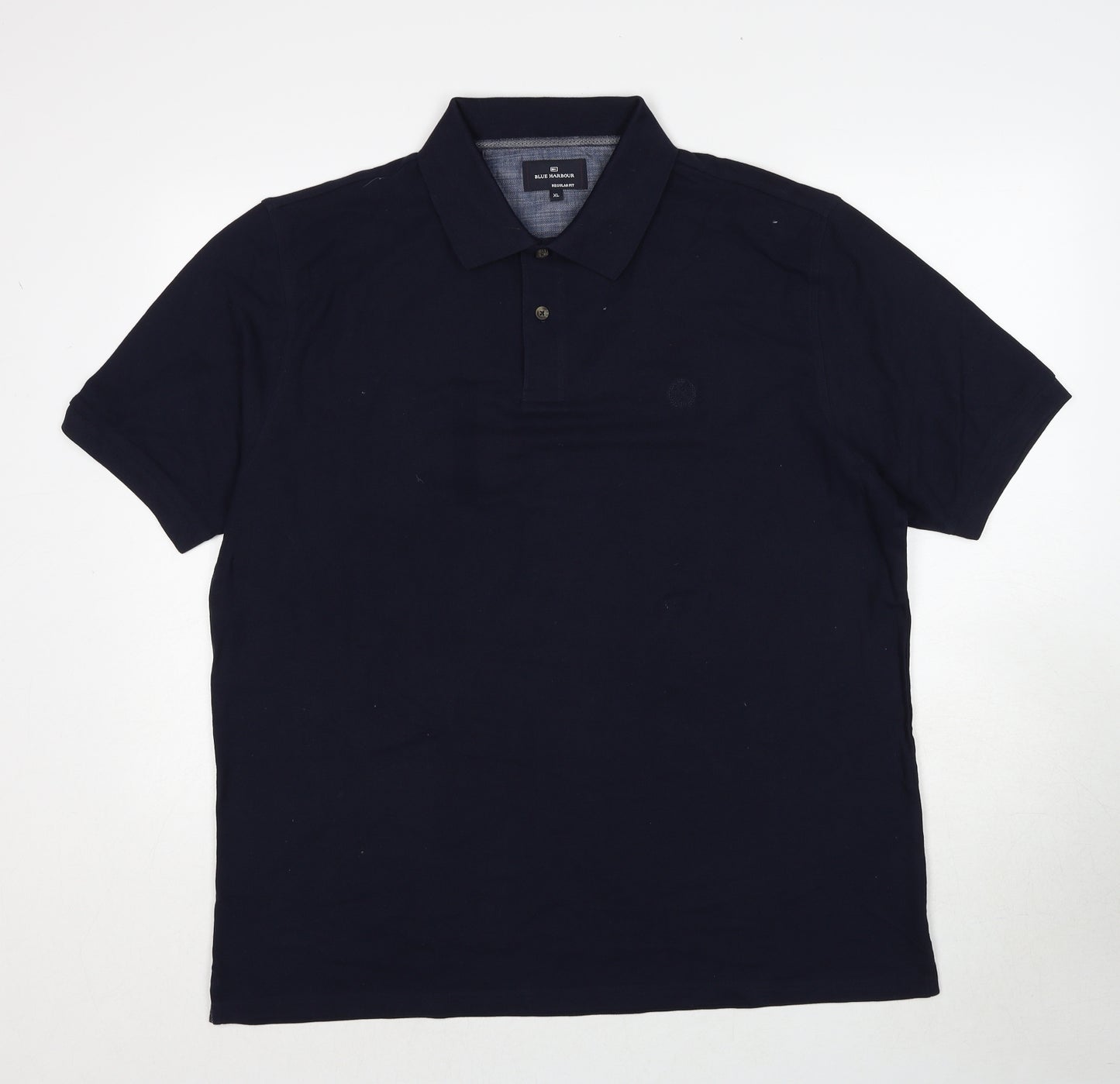 Marks and Spencer Mens Blue Cotton Polo Size XL Collared Button
