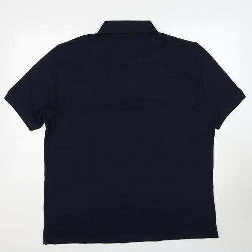 Marks and Spencer Mens Blue Cotton Polo Size XL Collared Button