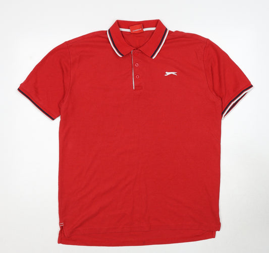 Slazenger Mens Red Polyester Polo Size XL Collared Pullover