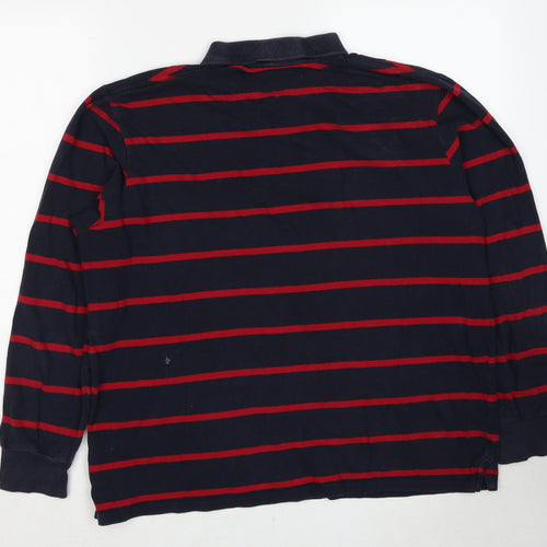 Atlantic Bay Mens Black Striped Cotton Polo Size L Collared Pullover