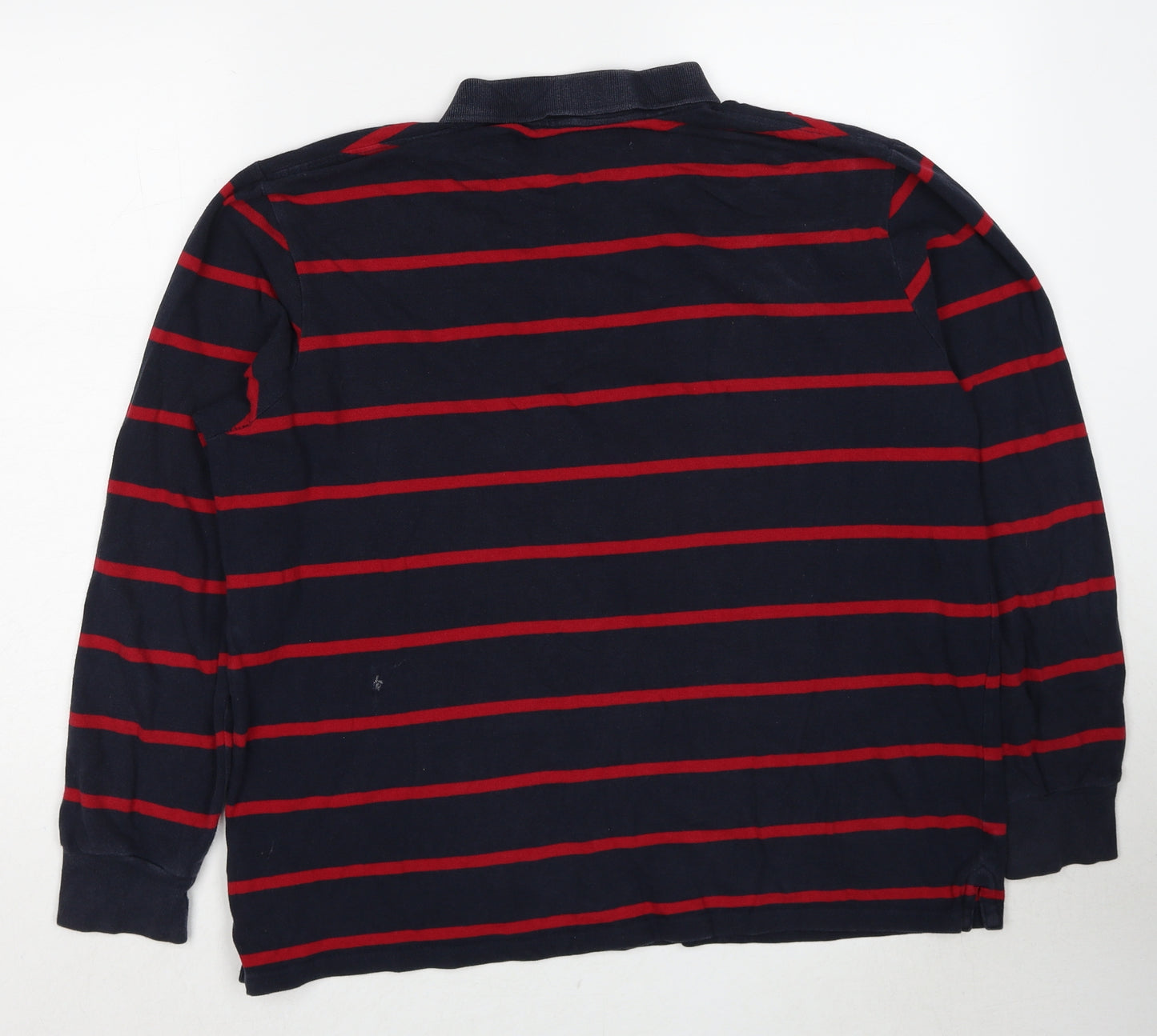 Atlantic Bay Mens Black Striped Cotton Polo Size L Collared Pullover