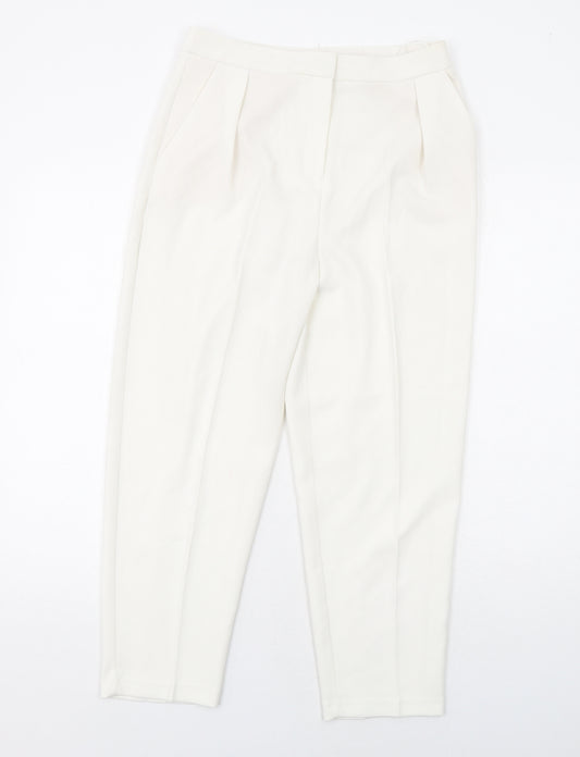 Topshop Womens White Polyester Dress Pants Trousers Size 10 Regular Zip