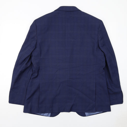Marks and Spencer Mens Blue Check Polyester Jacket Suit Jacket Size 44 Regular