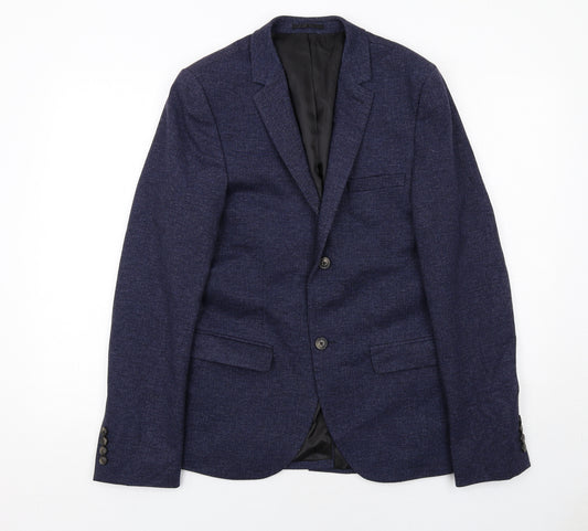 Topman Mens Blue Viscose Jacket Suit Jacket Size 36 Regular