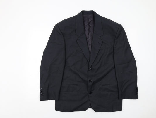 Pin Stripe Mens Black Polyester Jacket Suit Jacket Size 38 Regular