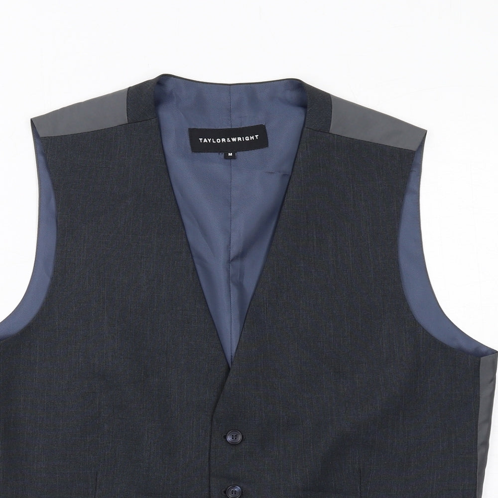 Taylor & Wright Mens Grey Polyester Jacket Suit Waistcoat Size M Regular