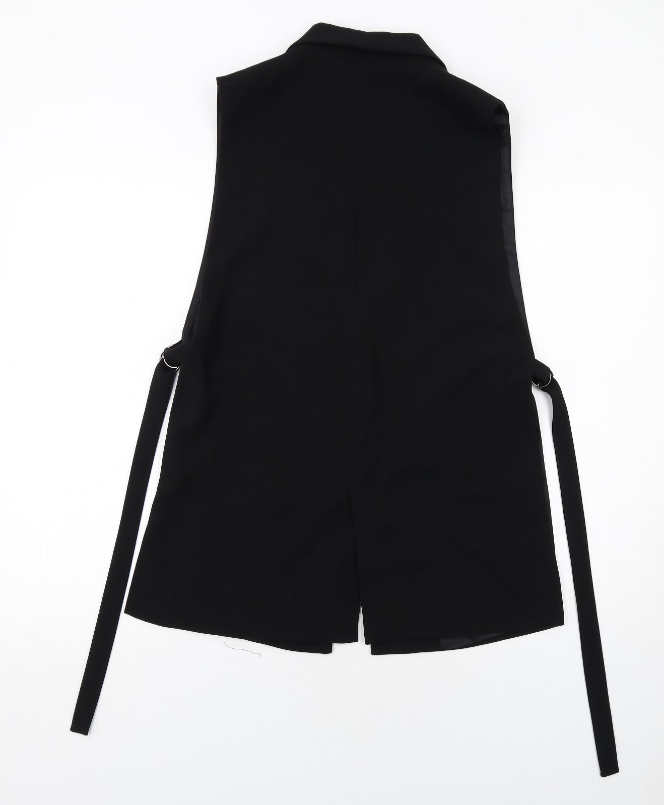 Zara Womens Black Jacket Waistcoat Size M Button - Longline Belted