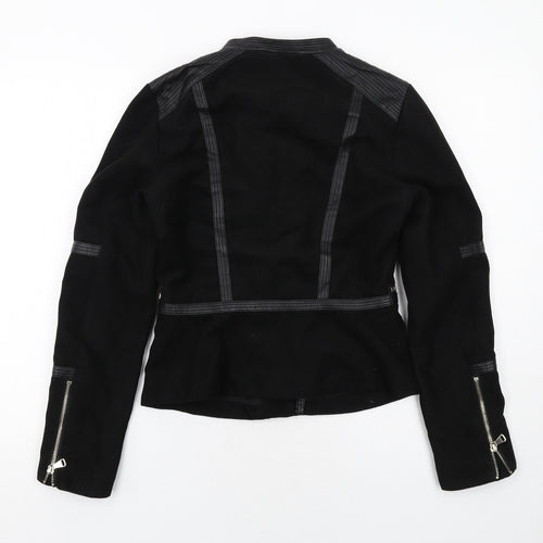 H&M Womens Black Biker Jacket Size 8 Zip