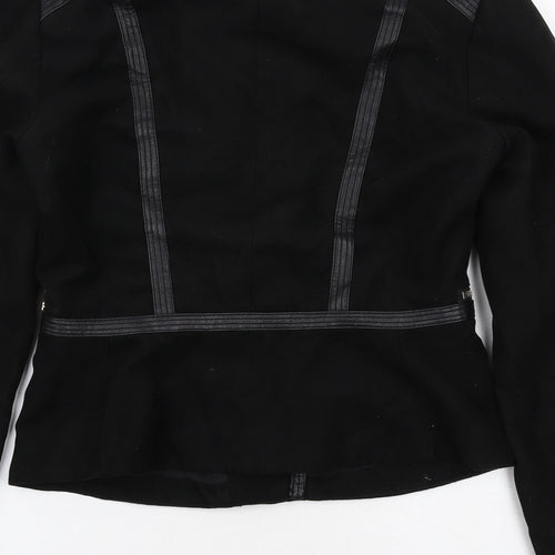 H&M Womens Black Biker Jacket Size 8 Zip