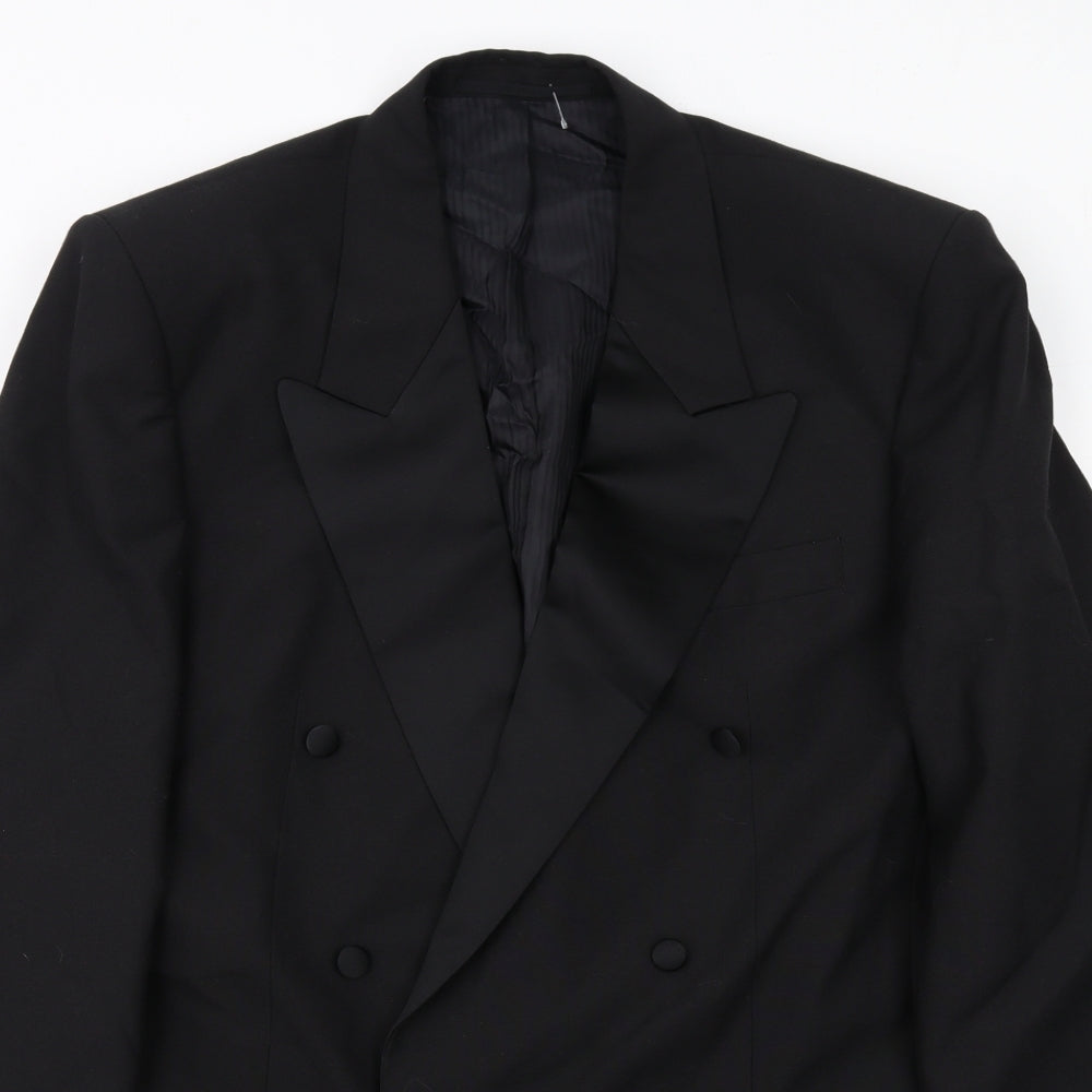 Leonardis Mens Black Polyester Jacket Suit Jacket Size 40 Regular