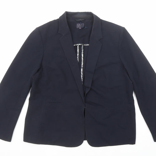Marks and Spencer Womens Blue Jacket Blazer Size 20 Hook & Eye