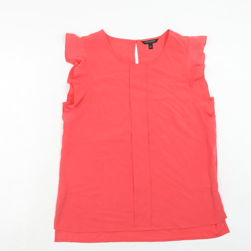 Banana Republic Womens Pink Polyester Basic Blouse Size L Round Neck - Ruffle
