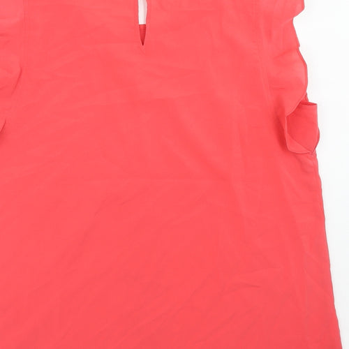 Banana Republic Womens Pink Polyester Basic Blouse Size L Round Neck - Ruffle