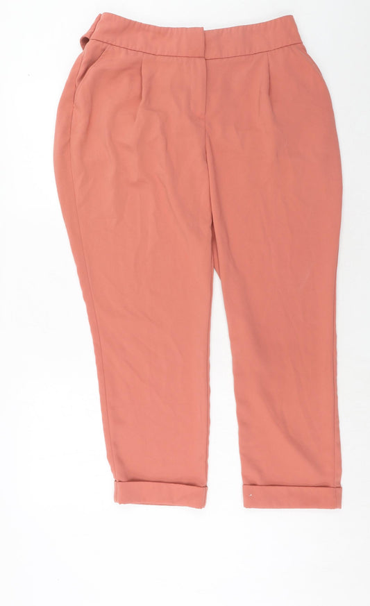 Dorothy Perkins Womens Pink Polyester Trousers Size 16 Regular Zip