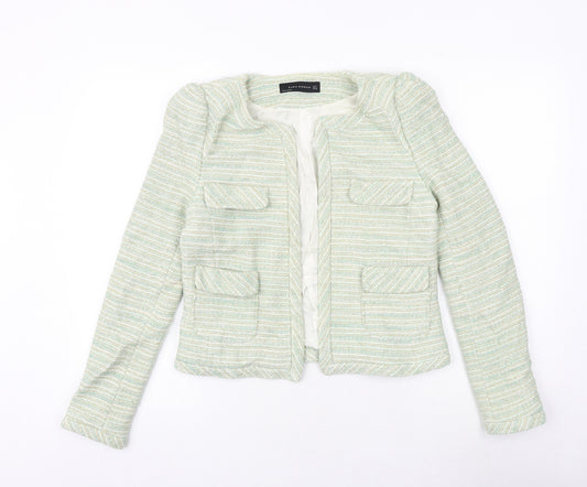 Zara Womens Green Striped Jacket Blazer Size M
