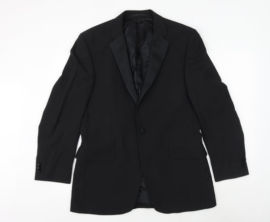 Karl Jackson Mens Black Polyester Jacket Suit Jacket Size 40 Regular