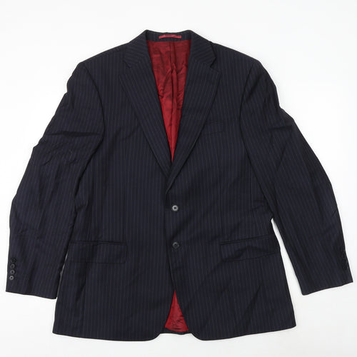 NEXT Mens Blue Striped Wool Jacket Suit Jacket Size 42 Regular