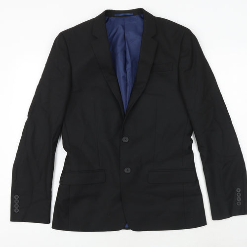 River Island Mens Black Polyester Jacket Suit Jacket Size 38 Regular