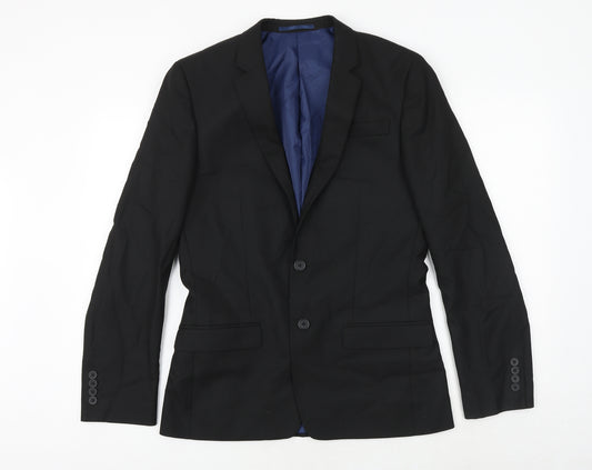 River Island Mens Black Polyester Jacket Suit Jacket Size 38 Regular