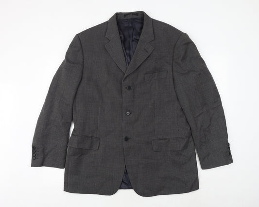 Marks and Spencer Mens Black Geometric Wool Jacket Suit Jacket Size 42 Regular