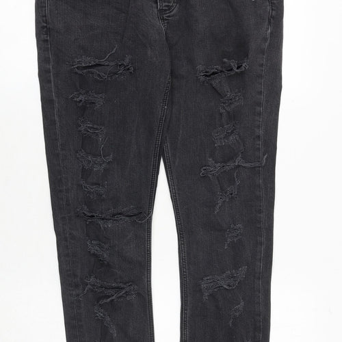 River Island Mens Grey Cotton Skinny Jeans Size 32 in Regular Zip