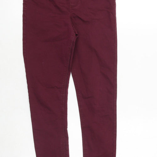 H&M Girls Red Cotton Skinny Jeans Size 11 Years Regular Zip