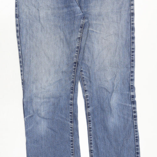 Jaeger Mens Blue Cotton Straight Jeans Size 34 in Regular Zip