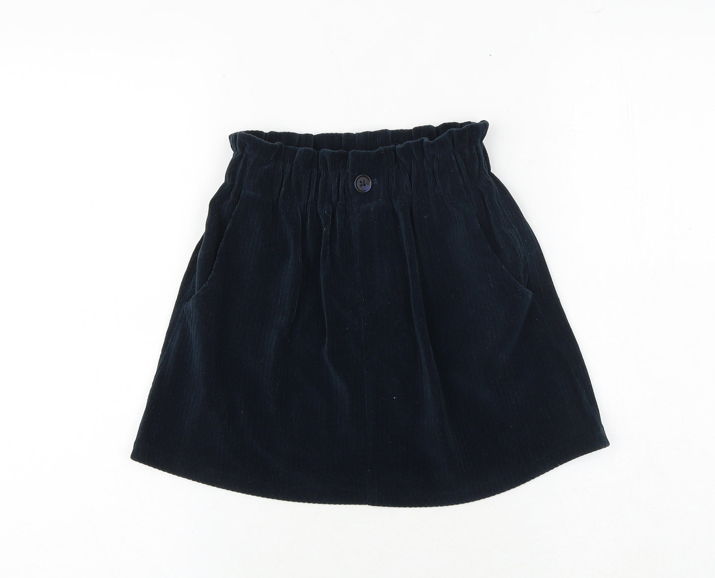 Zara Girls Green 100% Cotton Mini Skirt Size 9 Years Regular Button