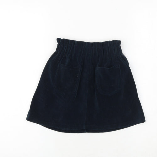 Zara Girls Green 100% Cotton Mini Skirt Size 9 Years Regular Button