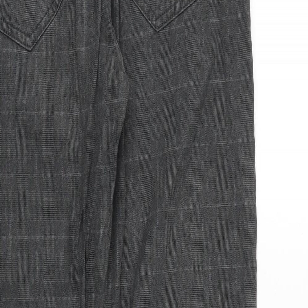 H&M Mens Grey Plaid Cotton Trousers Size 32 in Regular Zip