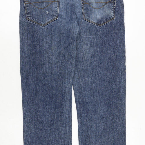 BHS Mens Blue Cotton Straight Jeans Size 32 in Regular Zip