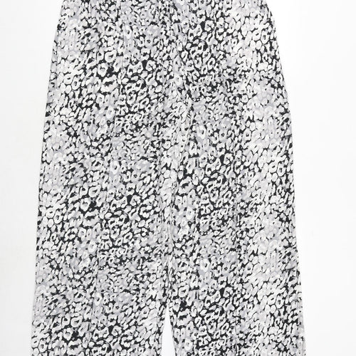 Marks and Spencer Womens Grey Animal Print Polyester Trousers Size 16 Regular Tie - Leopard Pattern