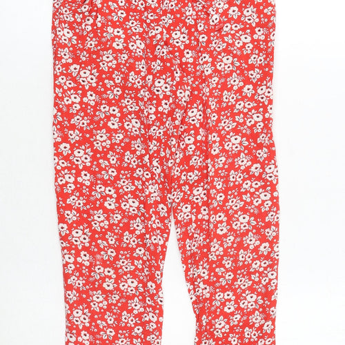 Kiabi Girls Red Floral Viscose Jogger Trousers Size 9 Years Regular Pullover