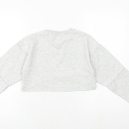 Zara Girls Grey Polyester Pullover Sweatshirt Size 9 Years Pullover - Cropped