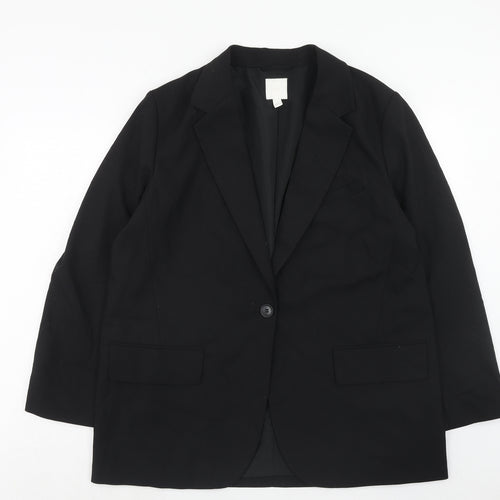 H&M Mens Black Polyester Jacket Suit Jacket Size L Regular