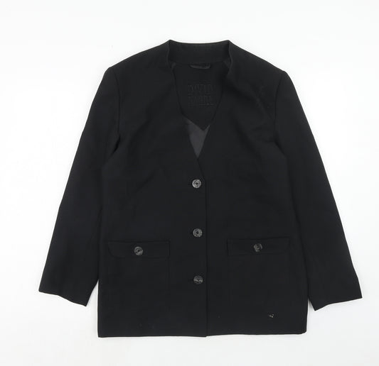 David Barry Womens Black Polyester Jacket Blazer Size 12