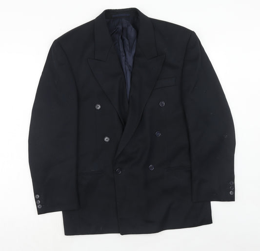 Corman Mens Blue Polyester Jacket Suit Jacket Size 38 Regular